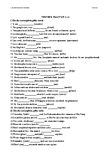 Bài tập ôn tập Tiếng Anh Lớp 7 - Unit 9+10 - Trường THCS Lạc Hồng