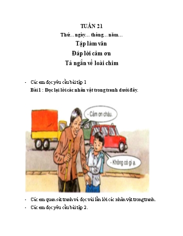 Bài tập ôn tập Tiếng Việt Lớp 2 - Tuần 21