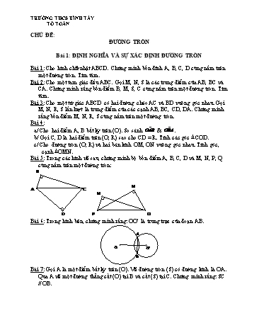 Bài tập ôn tập Toán Lớp 9 - Chủ đề: Đường tròn. Bài 1 đến 4 - Trường THCS Bình Tây