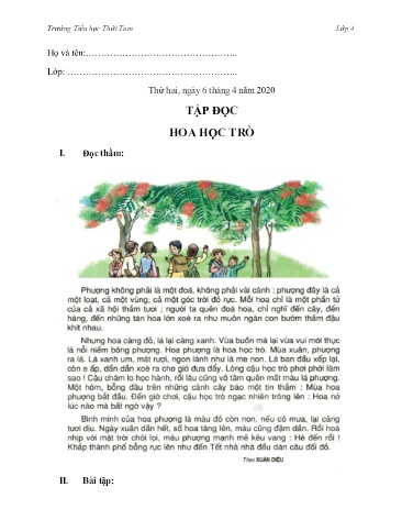 Bài tập ôn tập Toán + Tiếng Việt Lớp 4 - Tuần 23 - Năm học 2019-2020 - Trường Tiểu học Thới Tam