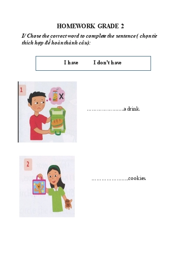 Bài tập ôn Tiếng Anh Lớp 2 - Phần 1