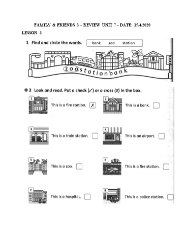 Bài tập ôn Tiếng Anh Lớp 3 Family and Friends - Phần 4 - Năm học 2019-2020