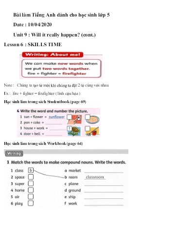 Bài tập Tiếng Anh Lớp 5 - Unit 9 : Will it really happen. Lesson 6: Skills time - Năm học 2019-2020 Bài tập Tiếng Anh Lớp 5 - Unit 9 : Will it really happen. Lesson 6: Skills time - Năm học 2019-2020