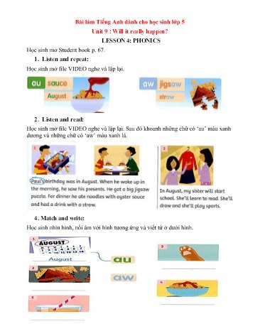 Bài tập Tiếng Anh Lớp 5 - Unit 9 : Will it really happen. Lesson 4+5