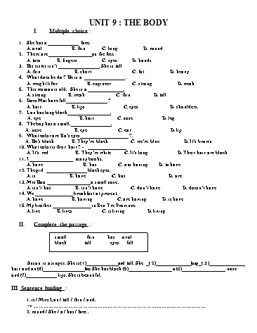 Bài tập Tiếng Anh Lớp 6 - Unit 9+10