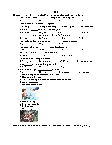 Bài Test Tiếng Anh Lớp 9 - Test 4
