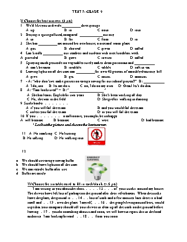 Bài Test Tiếng Anh Lớp 9 - Test 7