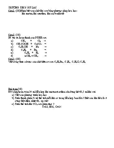 Bộ đề tham khảo kiểm tra môn Hóa học 9