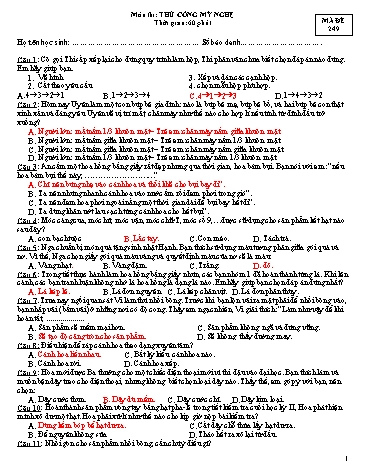 Bộ đề thi môn Thủ công mỹ nghệ (Có đáp án)