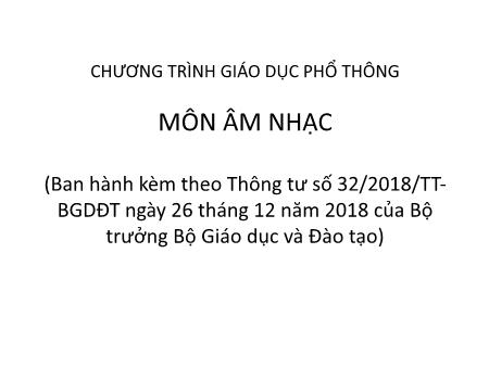 Chương trình giáo dục phổ thông môn Âm nhạc