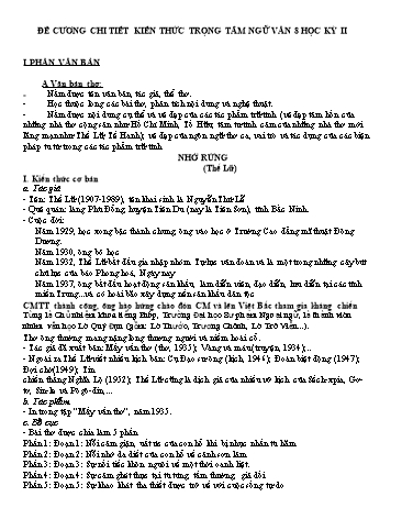 Đề cương chi tiết kiến thức trọng tâm học kỳ II môn Ngữ văn Lớp 8