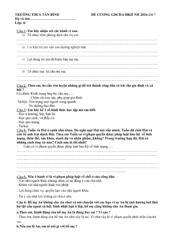 Đề cương học kì II môn Giáo dục công dân 6 - Năm học 2016-2017 - Trường THCS Tân Bình