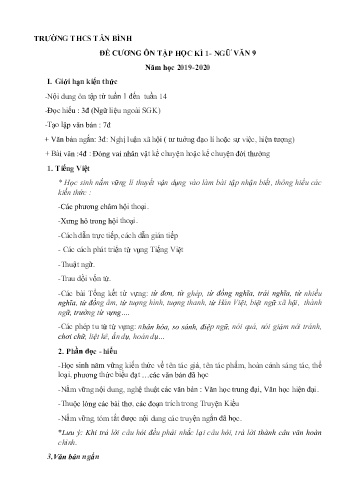Đề cương ôn tập học kì 1 môn Ngữ văn 9 - Năm học 2019-2020 - Trường THCS Tân Bình