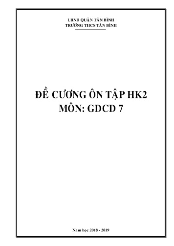 Đề cương ôn tập học kì 2 môn Giáo dục công dân 7 - Năm học 2018-2019 - Trường THCS Tân Bình
