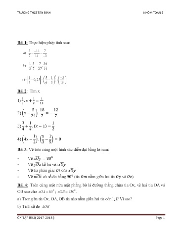 Đề cương ôn tập học kì 2 môn Toán 6 - Năm học 2017-2018 - Trường THCS Tân Bình