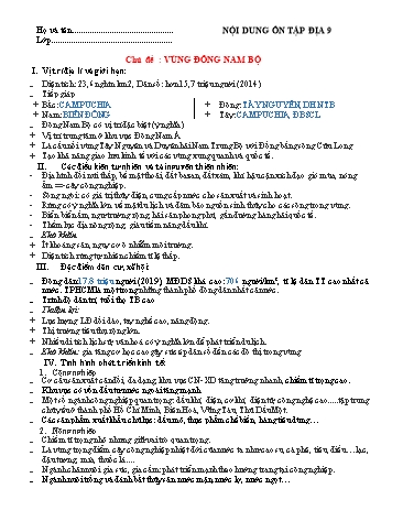 Đề cương ôn tập học kì II môn Địa lí 9