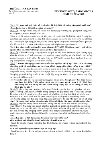 Đề cương ôn tập học kì II môn Giáo dục công dân 8 - Năm học 2016-2017 - Trường THCS Tân Bình