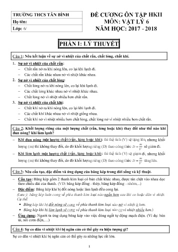 Đề cương ôn tập học kì II môn Vật lý 6 - Năm học 2017-2018 - Trường THCS Tân Bình
