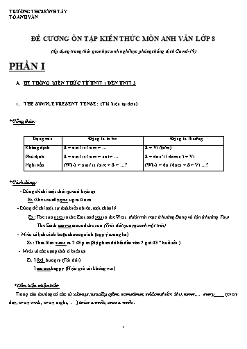 Đề cương ôn tập kiến thức môn Tiếng Anh Lớp 8 - Trường THCS Bình Tây