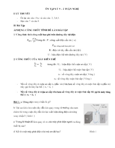 Đề cương ôn tập môn Vật lý 9