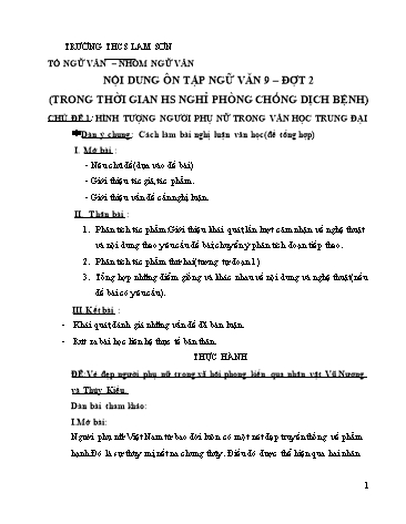 Đề cương ôn tập Ngữ văn Lớp 9 trong thời gian nghỉ dịch  (Đợt 2) - Trường THCS Lam Sơn