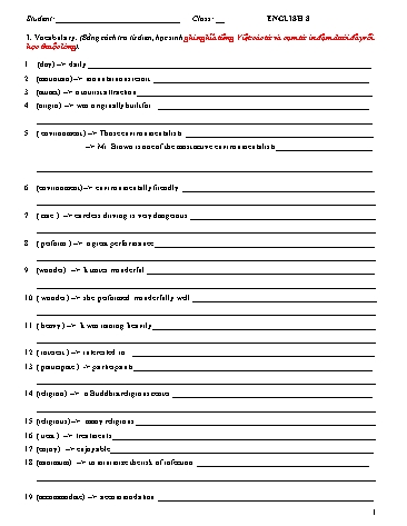 Đề cương ôn tập Tiếng Anh Lớp 8