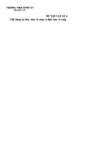 Đề cương ôn tập Vật lý Lớp 8 - Trường THCS Bình Tây