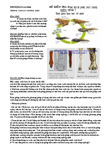 Đề kiểm tra học kì II môn Sinh học 7 - Năm học 2017-2018 - Trường THCS Lý Thường Kiệt (Có đáp án)