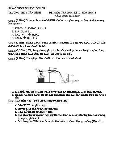 Đề kiểm tra học kỳ II môn Hóa học Lớp 8 - Năm học 2018-2019 - Trường THCS Tân Bình (Có đáp án)