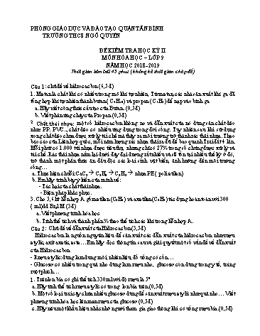 Đề kiểm tra học kỳ II môn Hóa học Lớp 9 - Năm học 2018-2019 - Trường THCS Ngô Quyền (Có đáp án)