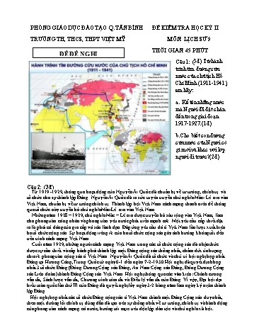 Đề kiểm tra học kỳ II môn Lịch sử 9 - Trường TH, THCS, THPT Việt Mỹ (Có đáp án)