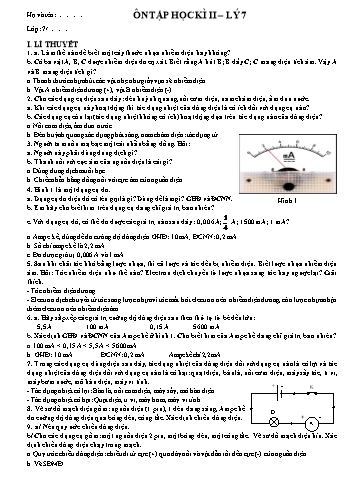 Đề ôn tập học kì II môn Vật lí 7