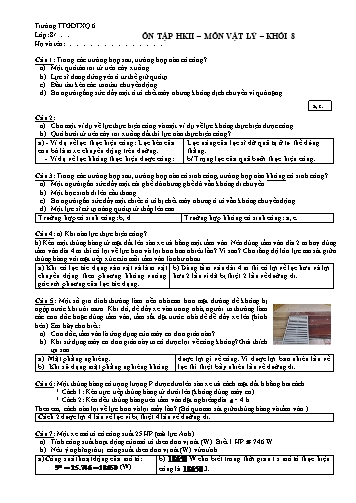 Đề ôn tập học kì II môn Vật lí Khối 8 - Trường Trung tâm GDTX Quận 6