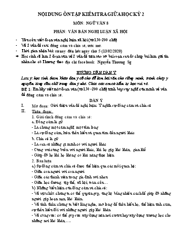 Đề ôn tập kiểm tra giữa học kỳ 2 môn Ngữ văn 8 - Phần: Văn bản nghị luận xã hội