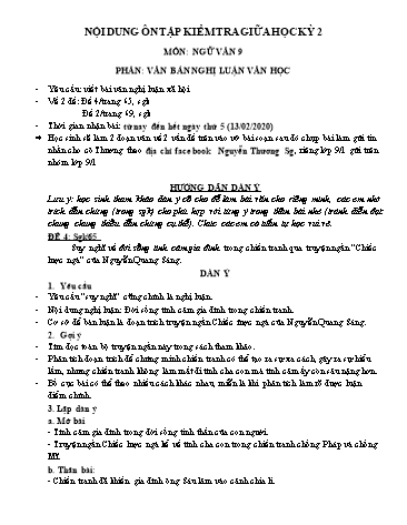 Đề ôn tập kiểm tra giữa học kỳ 2 môn Ngữ văn 9 - Phần: Văn bản nghị Luận văn học