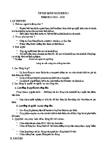 Đề ôn tập môn Giáo dục công dân Khối 9 - Năm học 2020-2021
