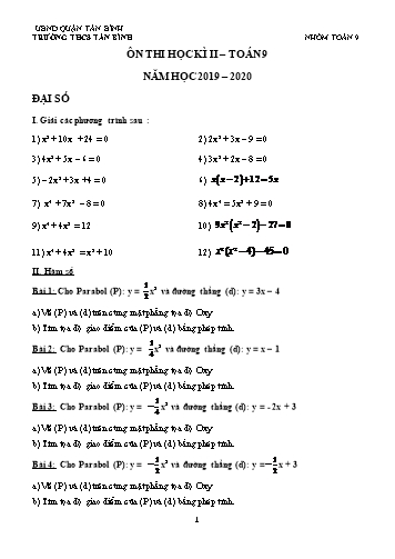 Đề ôn thi học kì II môn Toán 9 - Năm học 2019-2020 - Trường THCS Tân Bình