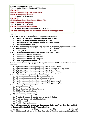 Đề tham khảo thi nghề Tin học THCS năm 2017