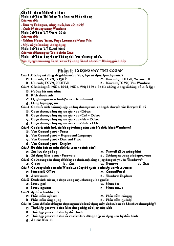 Đề tham khảo thi nghề Tin học THPT năm 2017