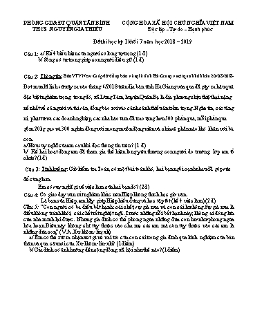 Đề thi học kỳ I môn Giáo dục công dân 7 - Năm học 2018-2019 - Trường THCS Nguyễn Gia Thiều (Có đáp án)