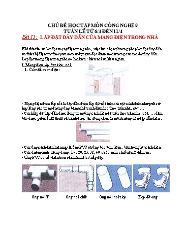 Giáo án Công nghệ Lớp 9 - Bài 11: Lắp đặt dây dẫn của mạng điện trong nhà