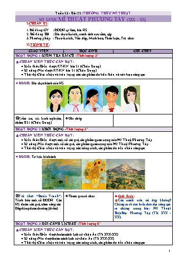 Giáo án Mĩ thuật Lớp 8 - Tuần 23, Bài 22: Thường thức mĩ thuật Sơ lược mĩ thuật phương Tây (XIX-XX)