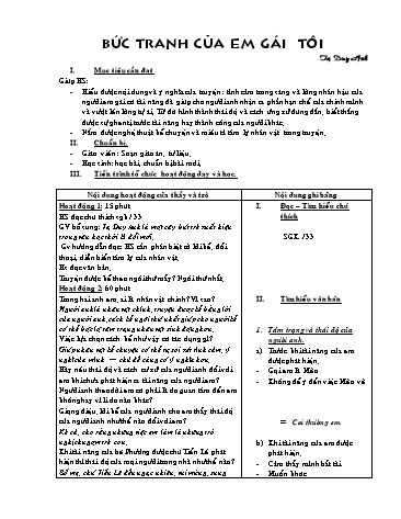 Giáo án môn Ngữ văn Lớp 6 - Bài: Văn bản Bức tranh của em gái tôi
