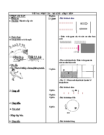 Giáo án môn Thể dục Lớp 9 - Tiết 46, Bài: Nhảy xa. Đá cầu. Chạy bền