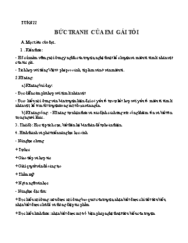 Giáo án Ngữ văn Lớp 6 - Tuần 22, Bài: Bức tranh của em gái tôi
