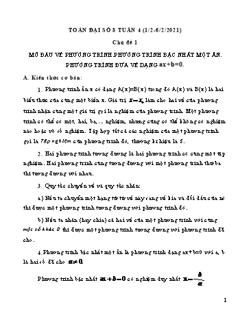 Giáo án ôn tập Đại số Lớp 8 - Tuần 4 - Năm học 2020-2021