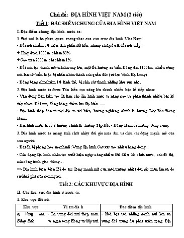 Giáo án ôn tập Địa lí Lớp 8 - Chủ đề: Địa hình Việt Nam (2 tiết)