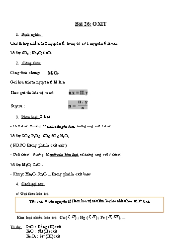 Giáo án ôn tập Hóa học Lớp 8 - Bài 26 đến 29