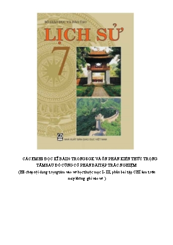 Giáo án ôn tập Lịch sử Lớp 7 - Tiết 40 đến 43, Bài 20: Nước Đại Việt thời Lê sơ (1428-1527)