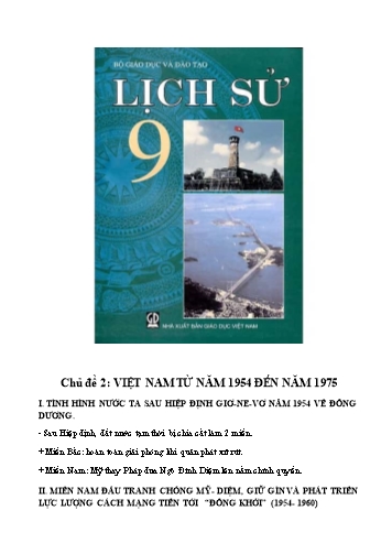 Giáo án ôn tập Lịch sử Lớp 9 - Chủ đề 2: Việt Nam từ năm 1954 đến năm 1975